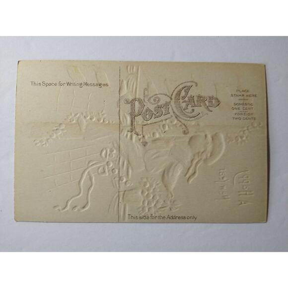 New Years Postcard Navy Sailor Boy CAD Hat Cap Embossed Flags Antique Unused - Picture 3 of 4